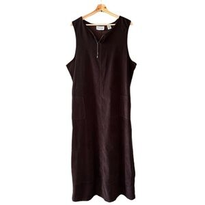 Westbound Sz 1X Chocolate Brown Faux Suede Jumper Maxi Dress